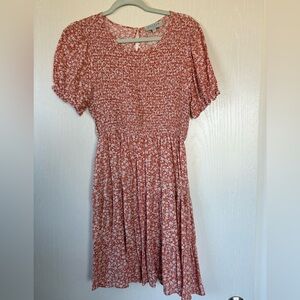 Peach floral mini dress